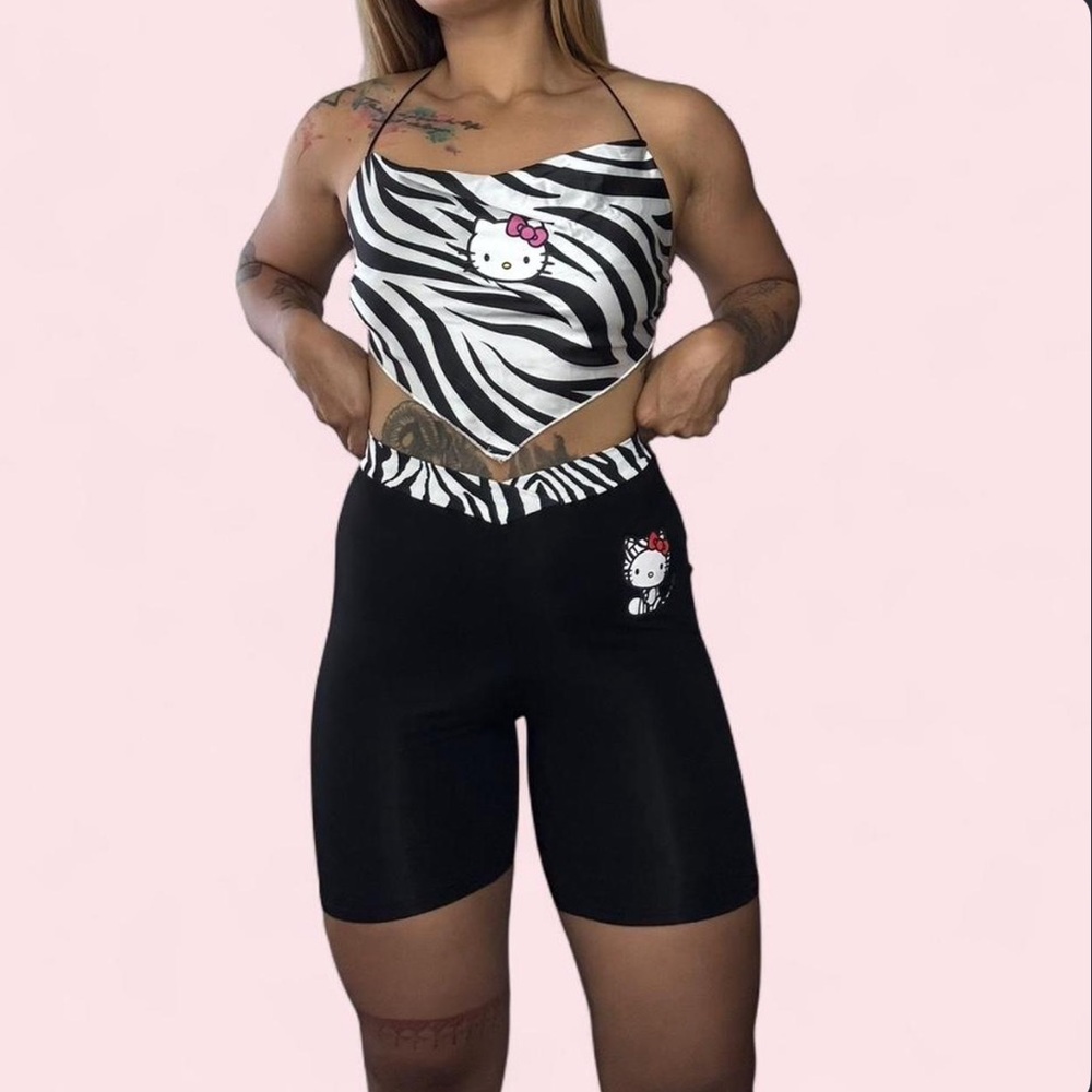 Zebra Print Hello Kitty Top and Shorts Set